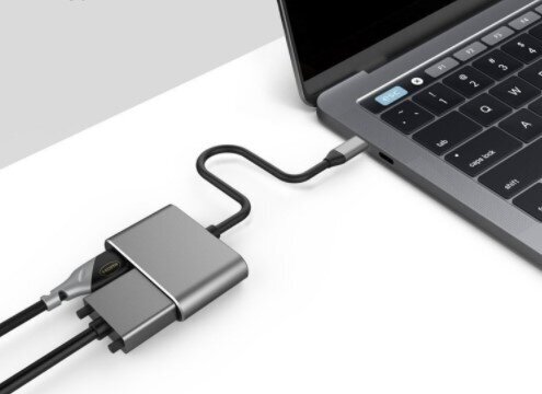 ADAPTERA centrmezgls USB-C 2W1 HDMI 4K VGA M1 цена и информация | Adapteri un USB centrmezgli | 220.lv