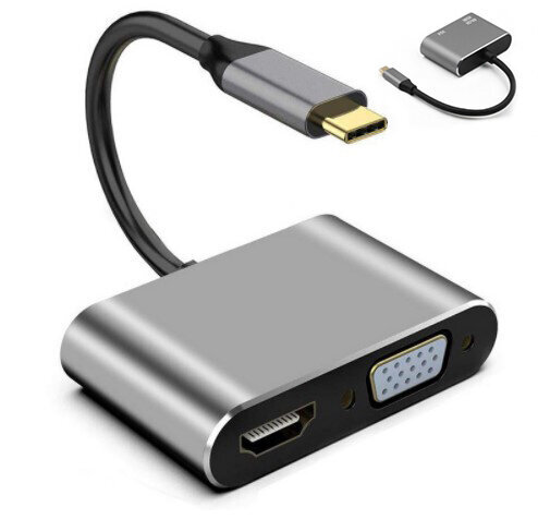 ADAPTERA centrmezgls USB-C 2W1 HDMI 4K VGA M1 цена и информация | Adapteri un USB centrmezgli | 220.lv