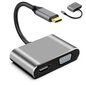 ADAPTERA centrmezgls USB-C 2W1 HDMI 4K VGA M1 cena un informācija | Adapteri un USB centrmezgli | 220.lv