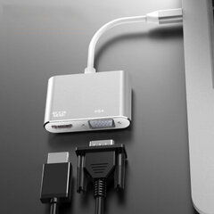 ADAPTERA centrmezgls USB-C 2W1 HDMI 4K VGA M1 цена и информация | Адаптеры и USB разветвители | 220.lv