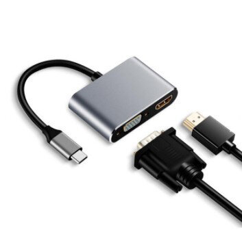 ADAPTERA centrmezgls USB-C 2W1 HDMI 4K VGA M1 цена и информация | Adapteri un USB centrmezgli | 220.lv