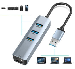 Adapteris - Tīkla karte 3x USB 3.0 GIGABIT LAN 1000Mbs RJ45 цена и информация | Адаптеры и USB разветвители | 220.lv