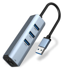 Adapteris - Tīkla karte 3x USB 3.0 GIGABIT LAN 1000Mbs RJ45 цена и информация | Адаптеры и USB разветвители | 220.lv