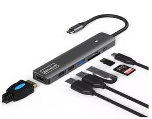 HUB Adapteris USB-C 7in1 HDMI 4K USB 3.0 SD PD M1 LED Zenwire цена и информация | Адаптеры и USB разветвители | 220.lv