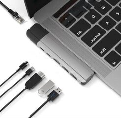 Adapteris 6in1 HUB Macbook USB-C HDMI Gigabit Ethernet RJ-45 1000 Mbps M1 M2 cena un informācija | Adapteri un USB centrmezgli | 220.lv