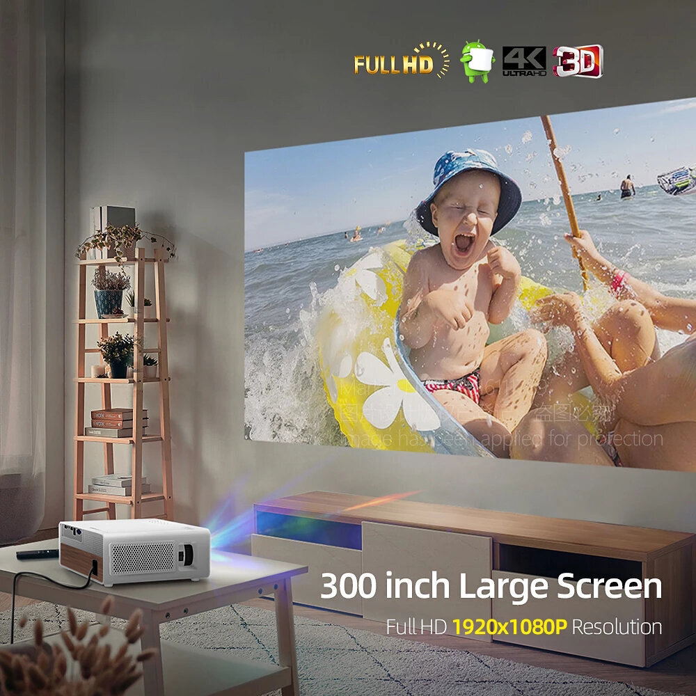 Projektors Full HD 4K projektor 9200lm 5000: 1 300" Android 9.0 WiFi 2.4 / 5 GHz Airplay Miracast Bluetooth 5.1 HDMI / VGA / Audio / LAN Zenwire Q9 цена и информация | Projektori | 220.lv