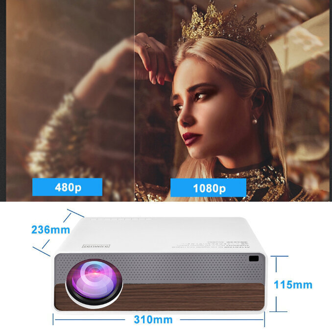 Projektors Full HD 4K projektor 9200lm 5000: 1 300" Android 9.0 WiFi 2.4 / 5 GHz Airplay Miracast Bluetooth 5.1 HDMI / VGA / Audio / LAN Zenwire Q9 cena un informācija | Projektori | 220.lv