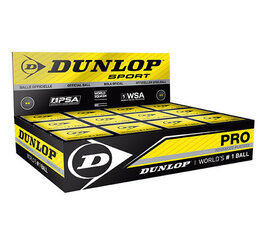 Мяч для сквоша Dunlop PRO WHITE1 желтая точка 12шт. PSA/WSA официальный цена и информация | Dunlop Товары для спорта | 220.lv