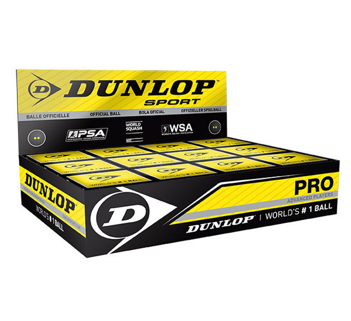 Skvoša bumbiņu komplekts Dunlop Pro Yellow Dot, 12 gab. цена и информация | Skvošs | 220.lv