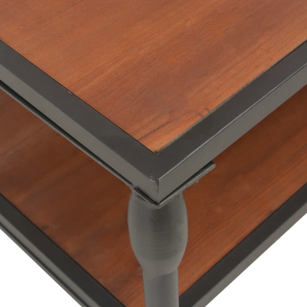 vidaXL kafijas galdiņš ar plauktu, 120x60x40 cm, masīvs egles koks cena un informācija | Žurnālgaldiņi | 220.lv