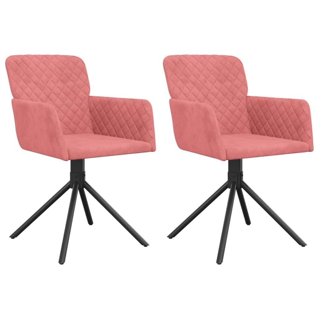 vidaXL grozāmi virtuves krēsli, 2 gab., rozā samts cena un informācija | Virtuves un ēdamistabas krēsli | 220.lv