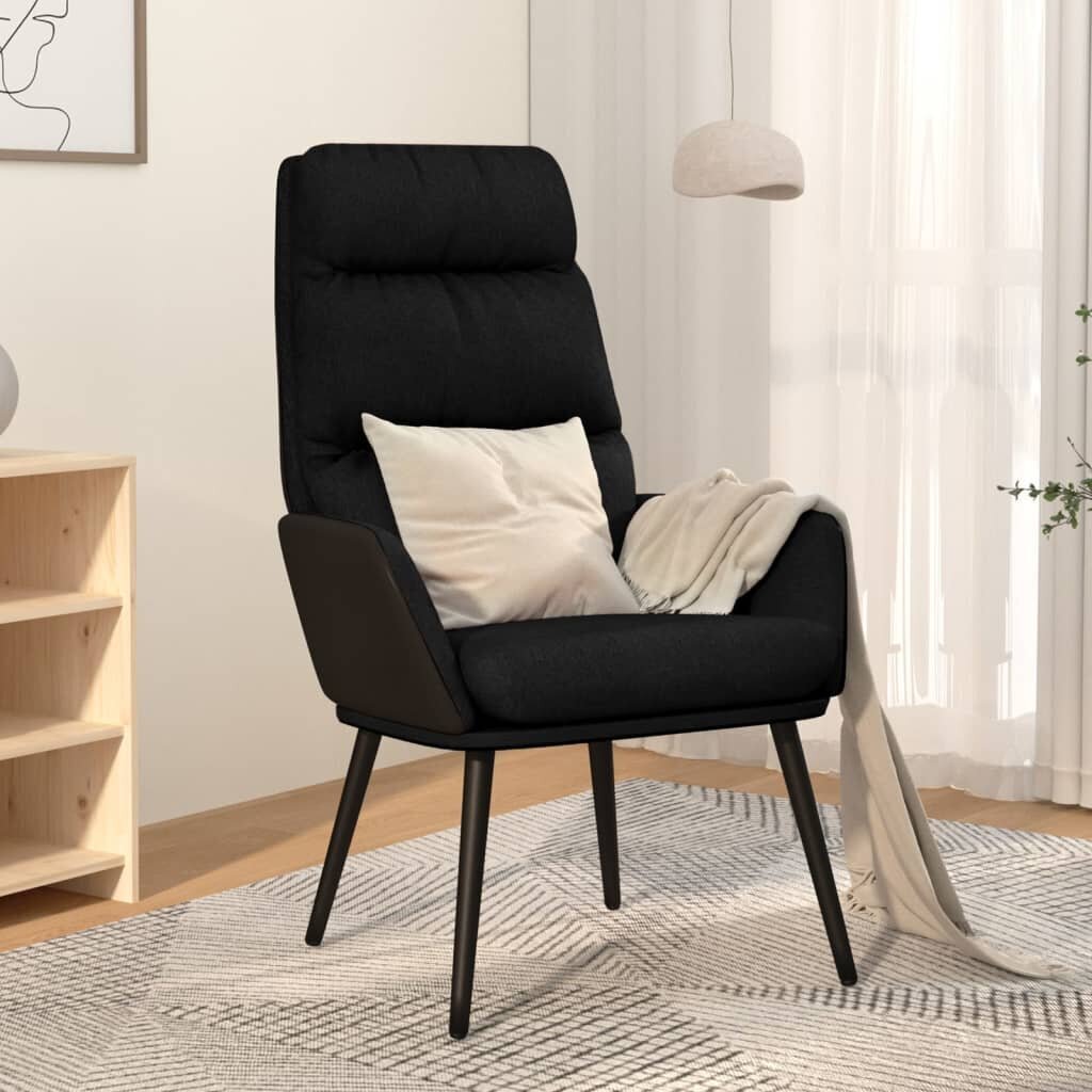 Atpūtas krēsls, melns, audums cena un informācija | Dārza krēsli | 220.lv