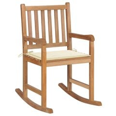 Šūpuļkrēsls ar krēma spilvenu, tīkkoka masīvs цена и информация | Кресла для отдыха | 220.lv