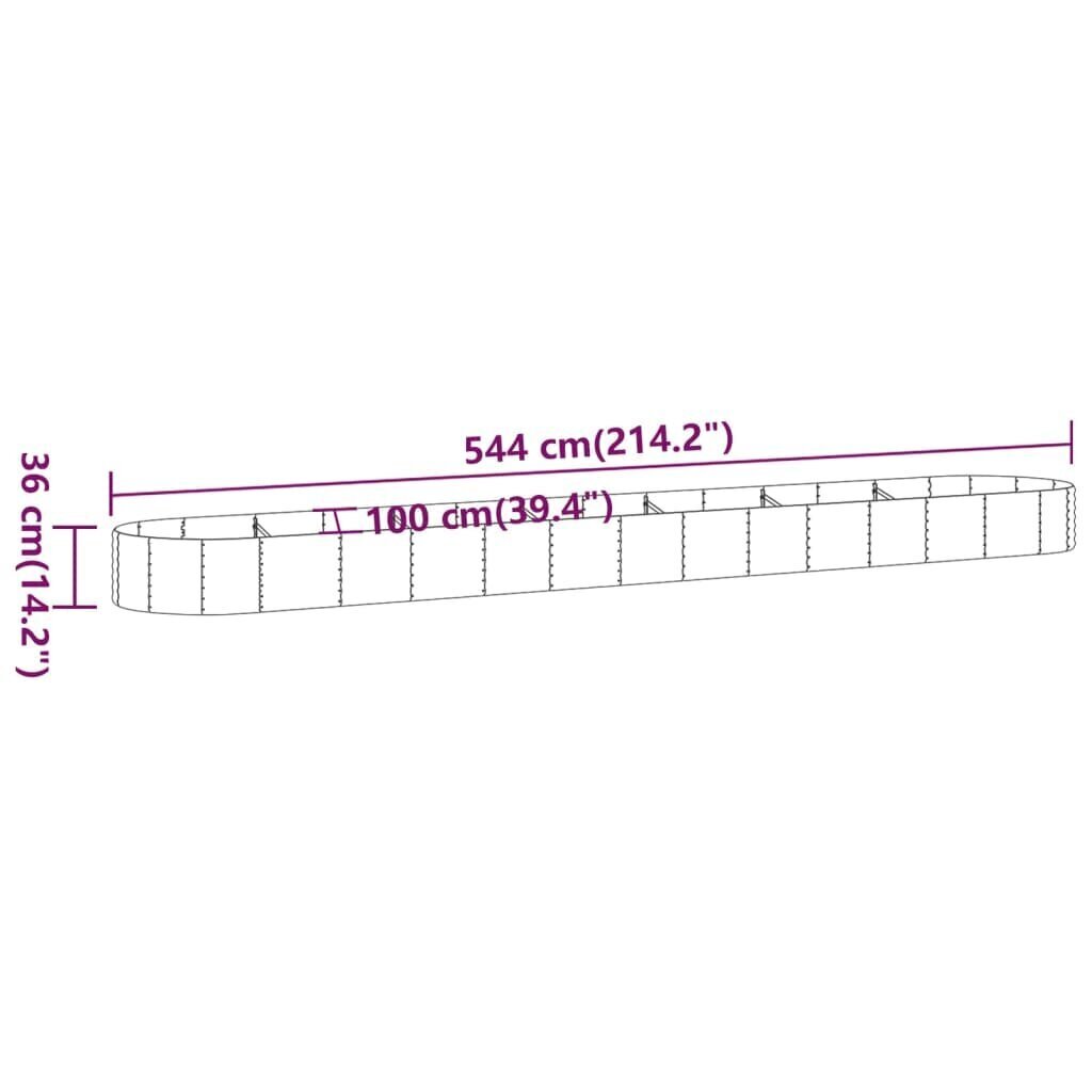 Dārza dobe, pelēka, 544x100x36cm, tērauds cena un informācija | Balkona kastes | 220.lv