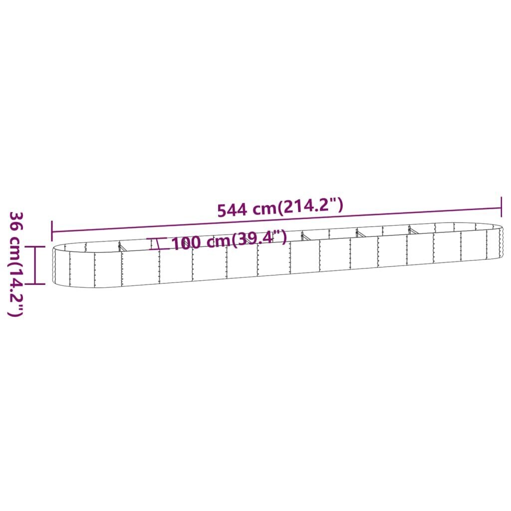 Dārza dobe, antracīta 544x100x36cm, tērauda cena un informācija | Balkona kastes | 220.lv