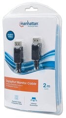Manhattan Monitor Cable DisplayPort to DisplayPort, M/M, Black, 2m, blister цена и информация | Кабели и провода | 220.lv