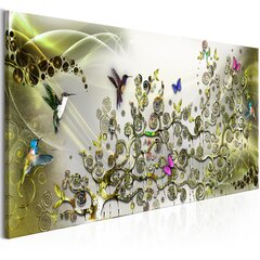 Glezna - Hummingbirds Dance (1 Part) Green Narrow 135x45 cm cena un informācija | Gleznas | 220.lv