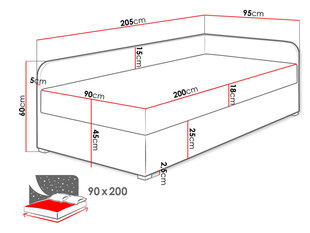 Gulta Draban 90x200cm, zaļa/pelēka цена и информация | Кровати | 220.lv