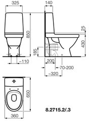 Kombinēts tualetes pods KOMPAS 4,5/3 ltr. (650x360x850 mm) Bezmalas, horizontālē noteka, balta cena un informācija | LAUFEN Mājai un remontam | 220.lv