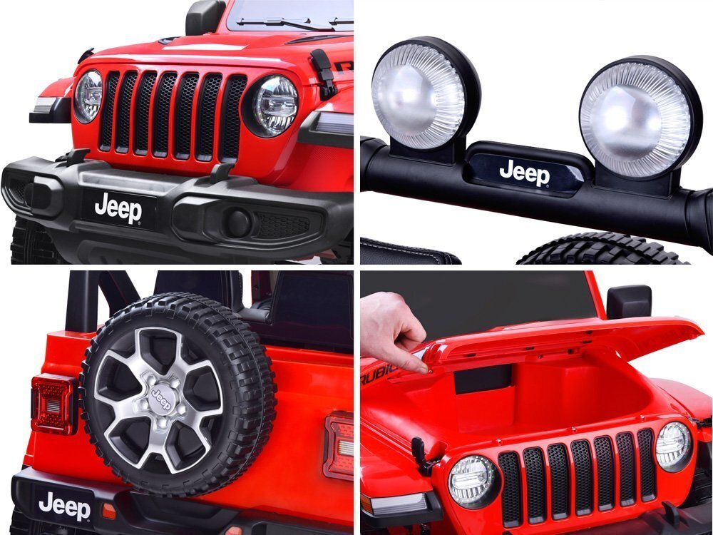 Elektromobilis "JEEP Wrangler Rubicon", sarkans cena un informācija | Bērnu elektroauto | 220.lv