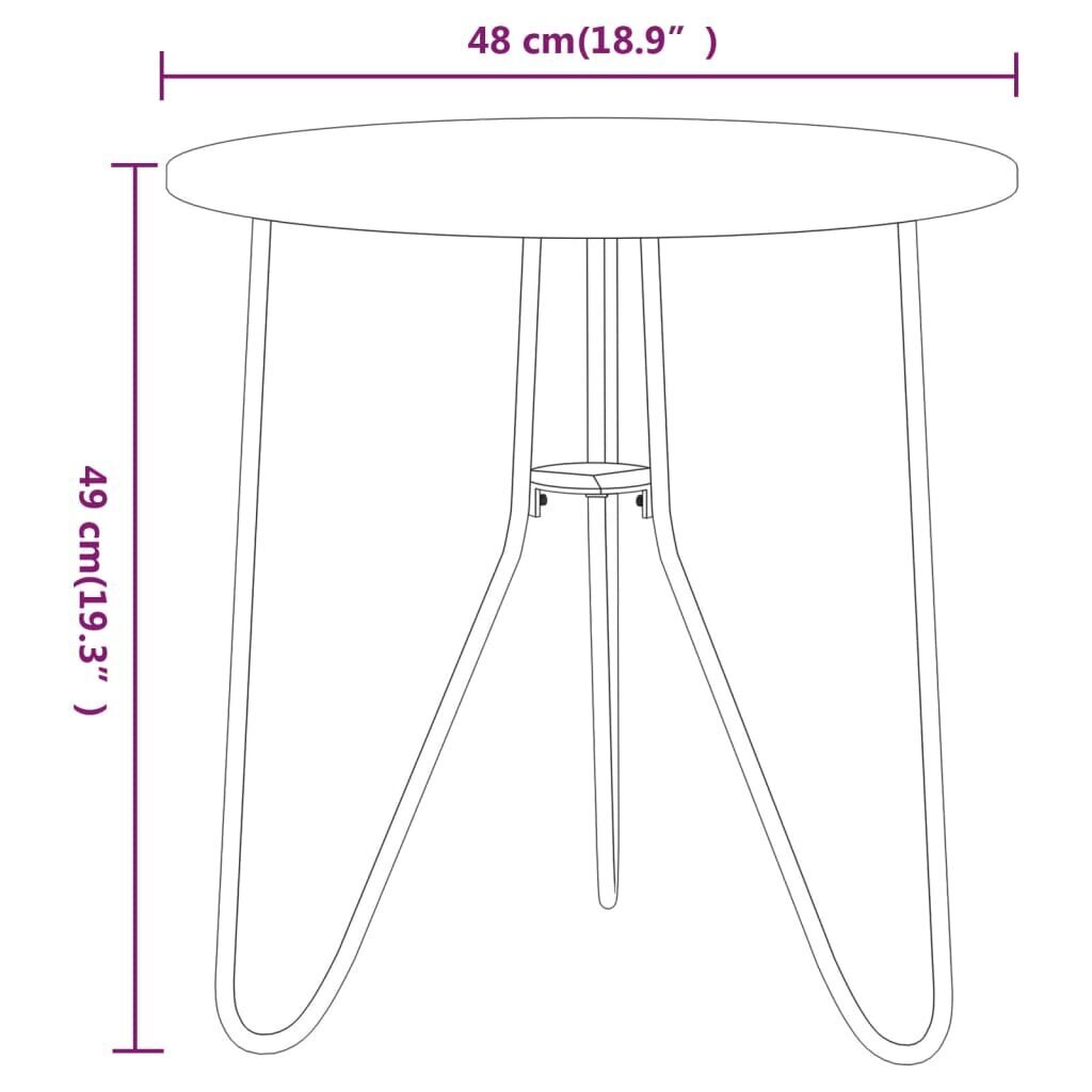 Tējas galds, melns, 48cm, mdf un dzelzs cena un informācija | Žurnālgaldiņi | 220.lv