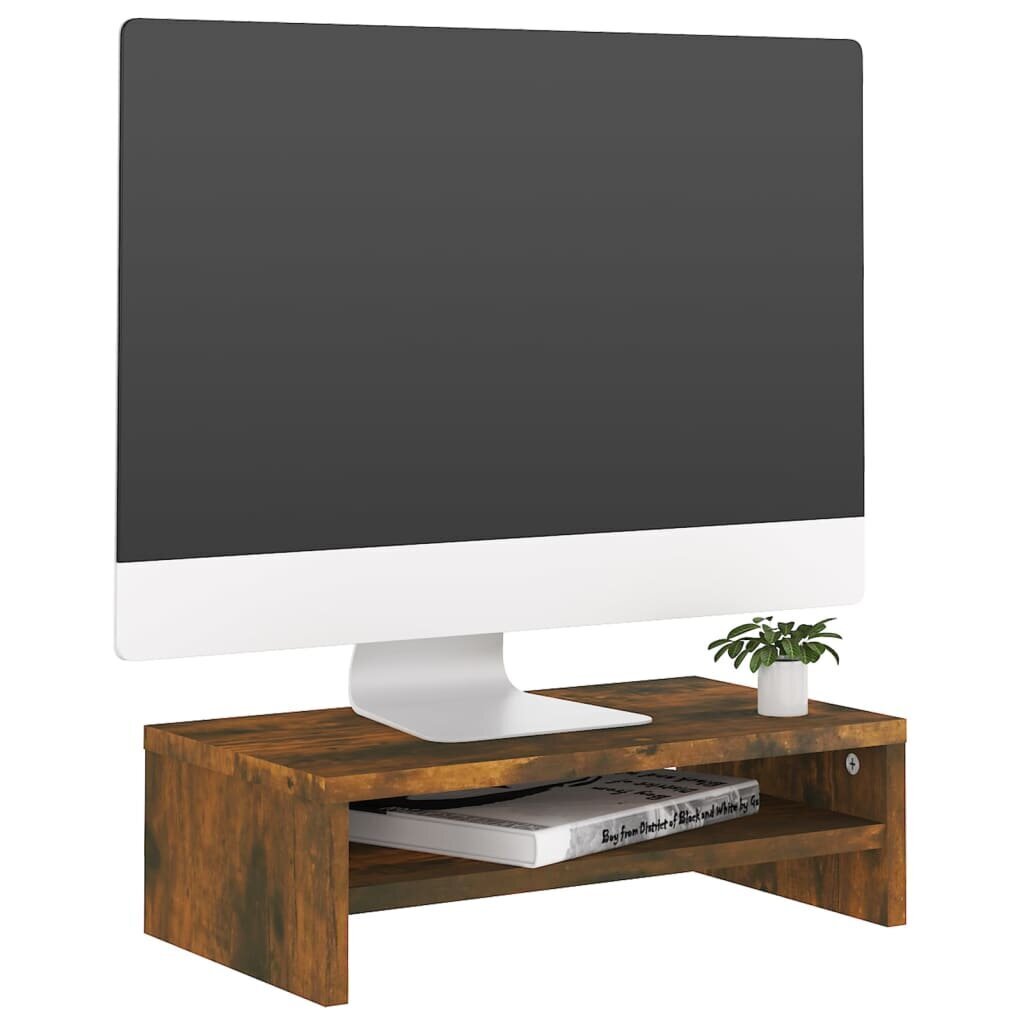 Monitora statīvs, dūmakaina ozola krāsa, 42x24x13cm, koks cena un informācija | TV galdiņi | 220.lv