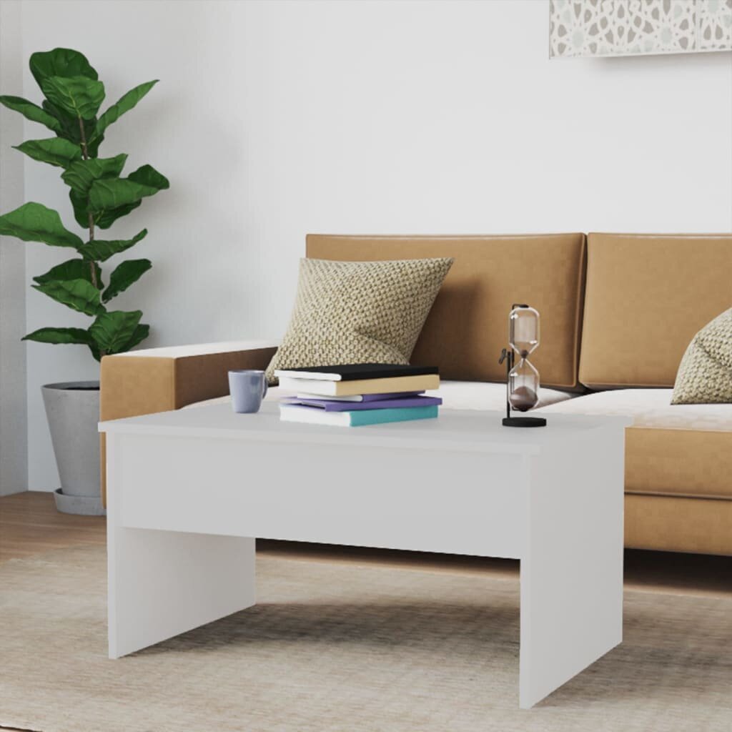 vidaXL kafijas galdiņš, balts, 80x50,5x41,5 cm, inženierijas koks cena un informācija | Žurnālgaldiņi | 220.lv
