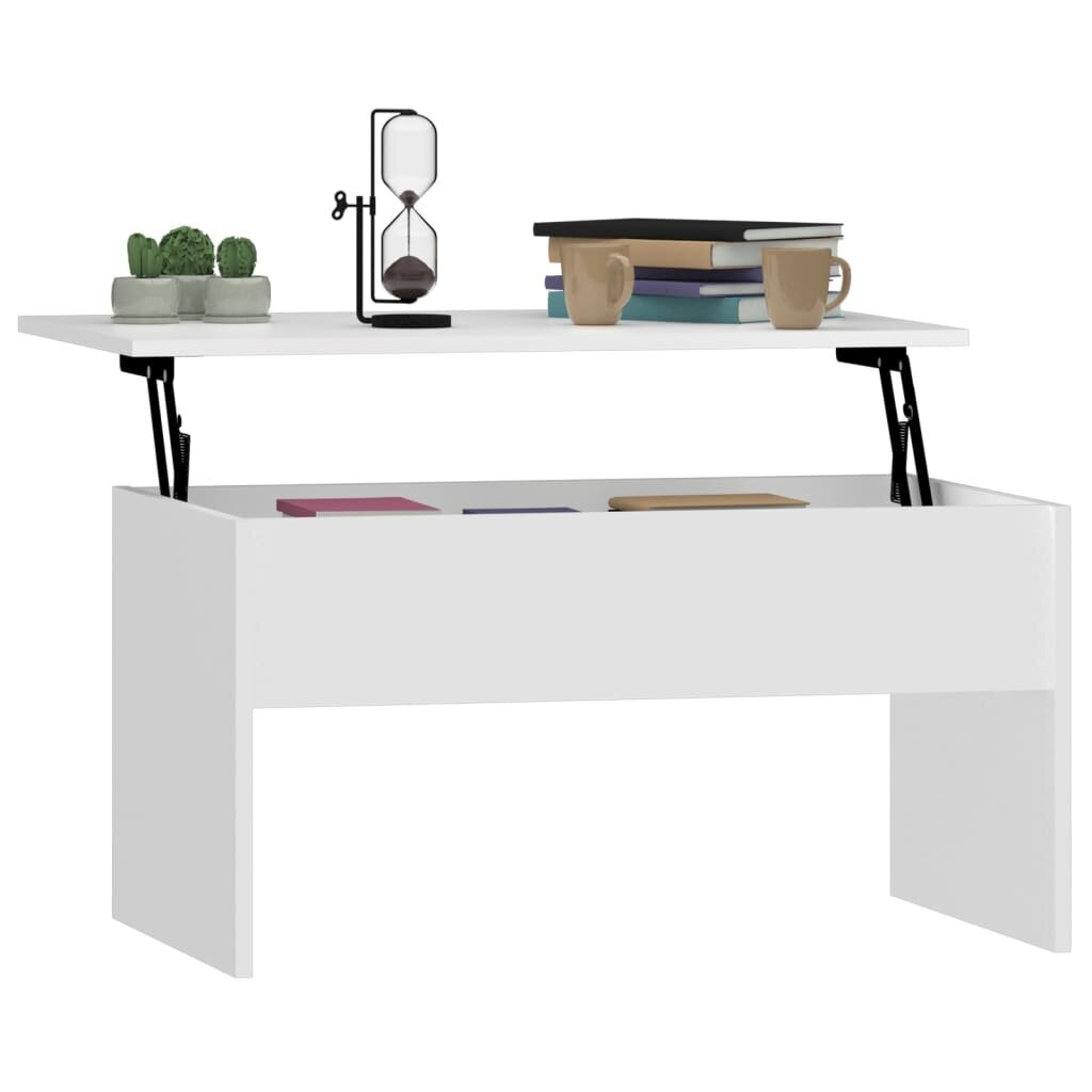 vidaXL kafijas galdiņš, balts, 80x50,5x41,5 cm, inženierijas koks cena un informācija | Žurnālgaldiņi | 220.lv