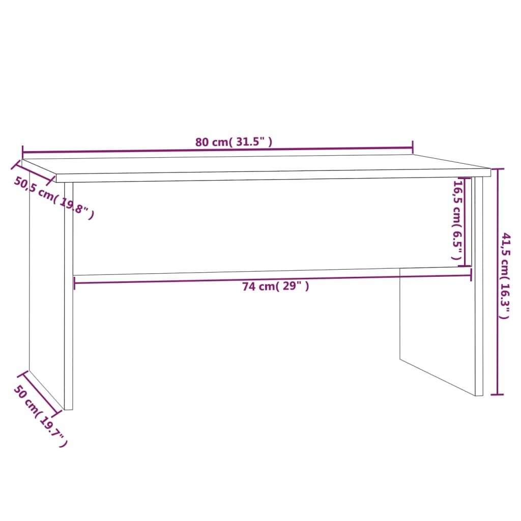 vidaXL kafijas galdiņš, melns, 80x50,5x41,5 cm, inženierijas koks cena un informācija | Žurnālgaldiņi | 220.lv