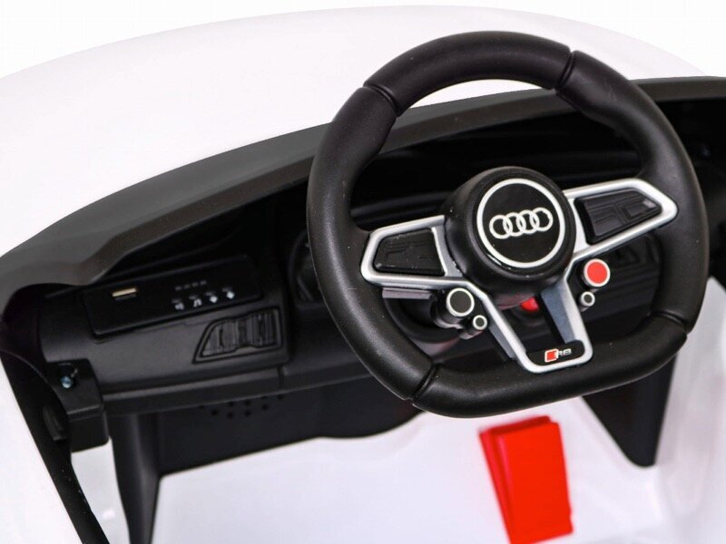 Audi R8 Sport Balts, 12v, vienvietīga elektriskā mašīna cena un informācija | Bērnu elektroauto | 220.lv
