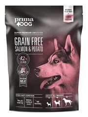 PrimaDog Adult Salmon & Potato беззерновой сухой корм для аллергичных собак с лососем, 1.5 кг цена и информация | Сухой корм для собак | 220.lv