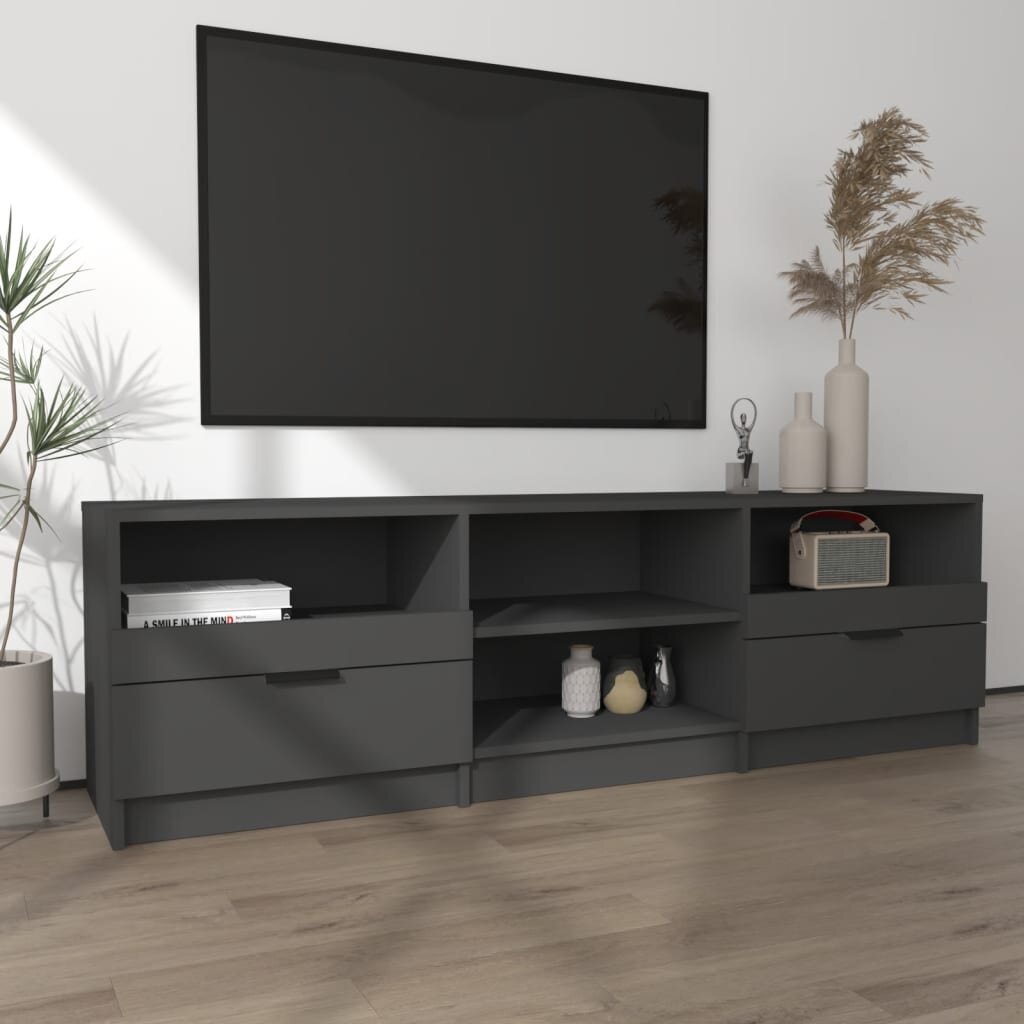 TV statīvs, melns, 150x33,5x45cm, apstrādāta koksne cena un informācija | TV galdiņi | 220.lv