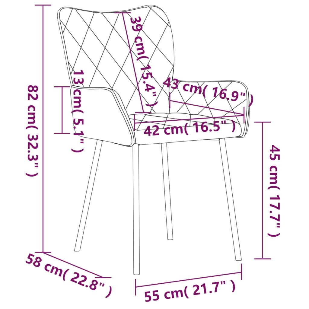 vidaXL virtuves krēsli, 2 gab., krēmkrāsas audums cena un informācija | Virtuves un ēdamistabas krēsli | 220.lv