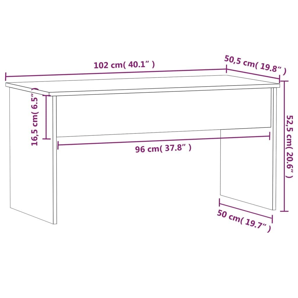 Kafijas galdiņš, betona pelēks, 102x50,5x52,5cm, koka cena un informācija | Žurnālgaldiņi | 220.lv