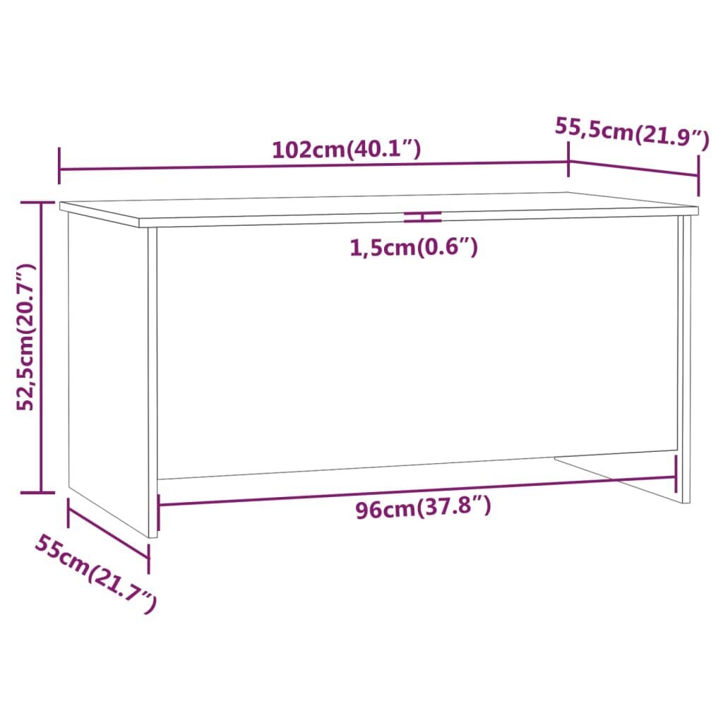 vidaXL kafijas galdiņš, melns, 102x55,5x52,5 cm, inženierijas koks cena un informācija | Žurnālgaldiņi | 220.lv