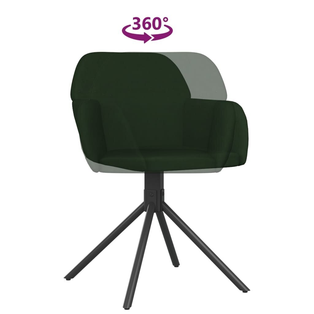 vidaXL grozāmi virtuves krēsli, 2 gab., tumši zaļš samts cena un informācija | Virtuves un ēdamistabas krēsli | 220.lv