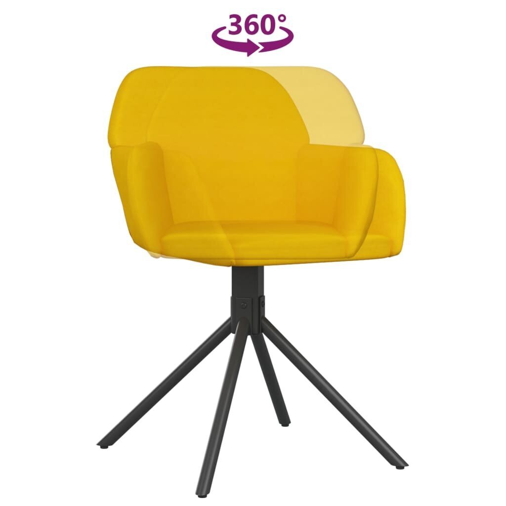 vidaXL grozāmi virtuves krēsli, 2 gab., dzeltens samts cena un informācija | Virtuves un ēdamistabas krēsli | 220.lv