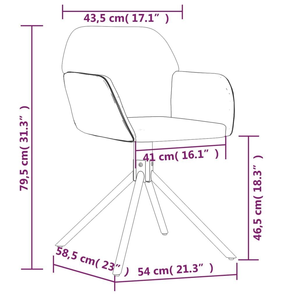 vidaXL grozāmi virtuves krēsli, 2 gab., dzeltens samts cena un informācija | Virtuves un ēdamistabas krēsli | 220.lv