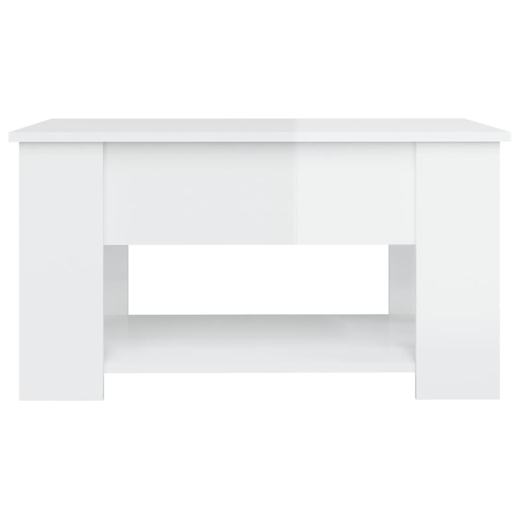 Kafijas galdiņš, balts, 79x49x41cm, apstrādāta koksne, spīdīgs cena un informācija | Žurnālgaldiņi | 220.lv