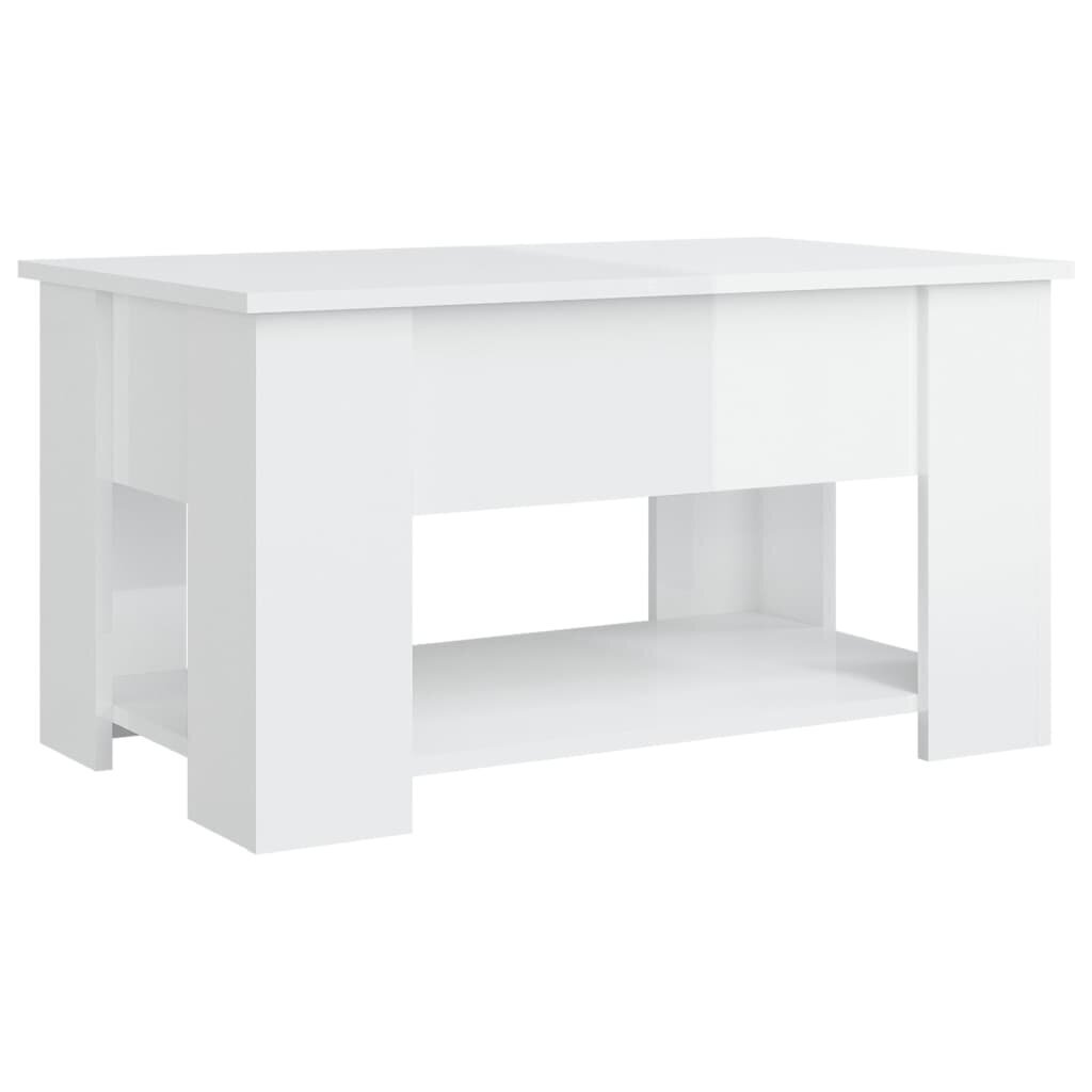 Kafijas galdiņš, balts, 79x49x41cm, apstrādāta koksne, spīdīgs цена и информация | Žurnālgaldiņi | 220.lv