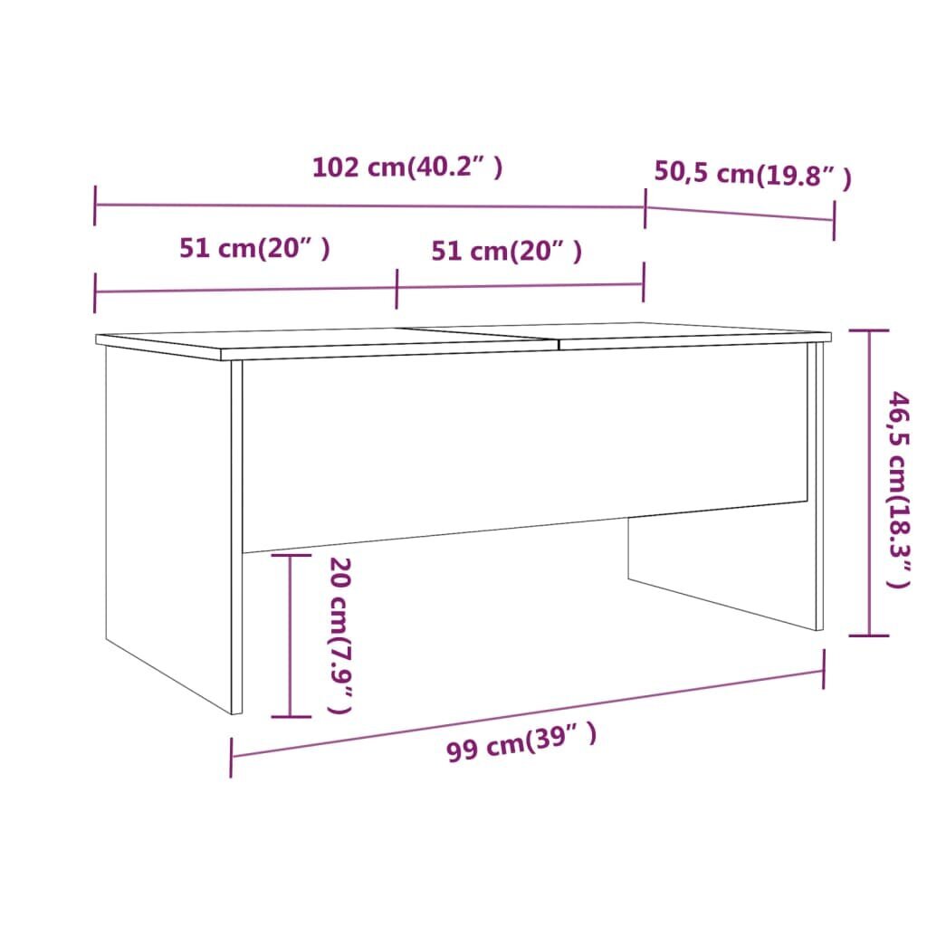Kafijas galdiņš, betona pelēks, 102x50,5x46,5cm, koka цена и информация | Žurnālgaldiņi | 220.lv