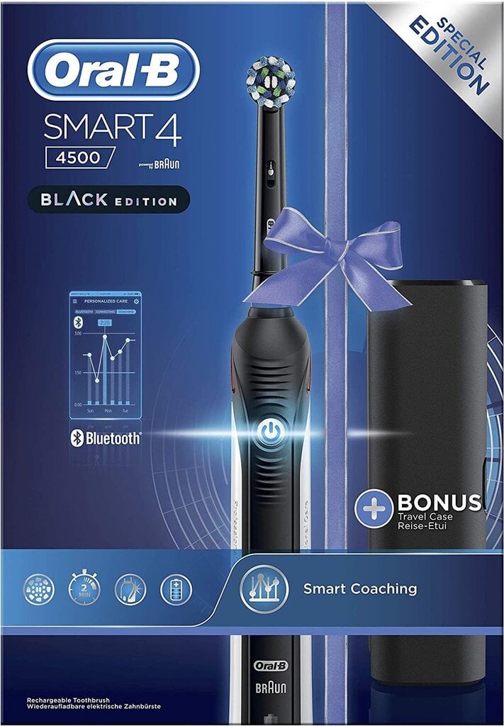 Oral-B Smart 4 4500 CrossAction Black Edition cena un informācija | Elektriskās zobu birstes | 220.lv