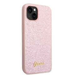 Guess PC/TPU Glitter Flakes Metal Logo Case for iPhone 14 Pink cena un informācija | Telefonu vāciņi, maciņi | 220.lv