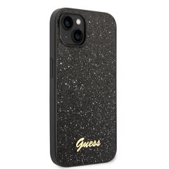 Guess PC/TPU Glitter Flakes Metal Logo Case for iPhone 14 Plus Black cena un informācija | Telefonu vāciņi, maciņi | 220.lv