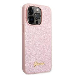 Guess PC/TPU Glitter Flakes Metal Logo Case для iPhone 14 Pro Pink цена и информация | Чехлы для телефонов | 220.lv