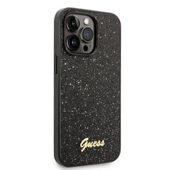 Guess PC/TPU Glitter Flakes Metal Logo Case for iPhone 14 Pro Black cena un informācija | Telefonu vāciņi, maciņi | 220.lv