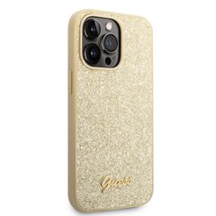 Guess PC/TPU Glitter Flakes Metal Logo Case for iPhone 14 Pro Max Gold cena un informācija | Telefonu vāciņi, maciņi | 220.lv