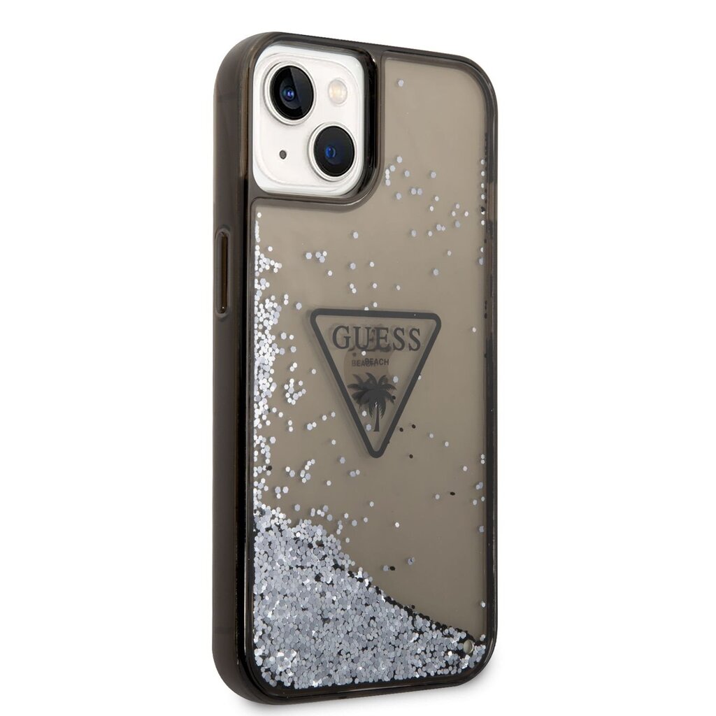 Guess PC/TPU Liquid Glitter Triangle Logo Case для iPhone 14 Plus Black  цена | 220.lv