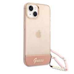 Guess PC/TPU Camera Outline Translucent Case with Strap for iPhone 14 Plus Pink цена и информация | Чехлы для телефонов | 220.lv