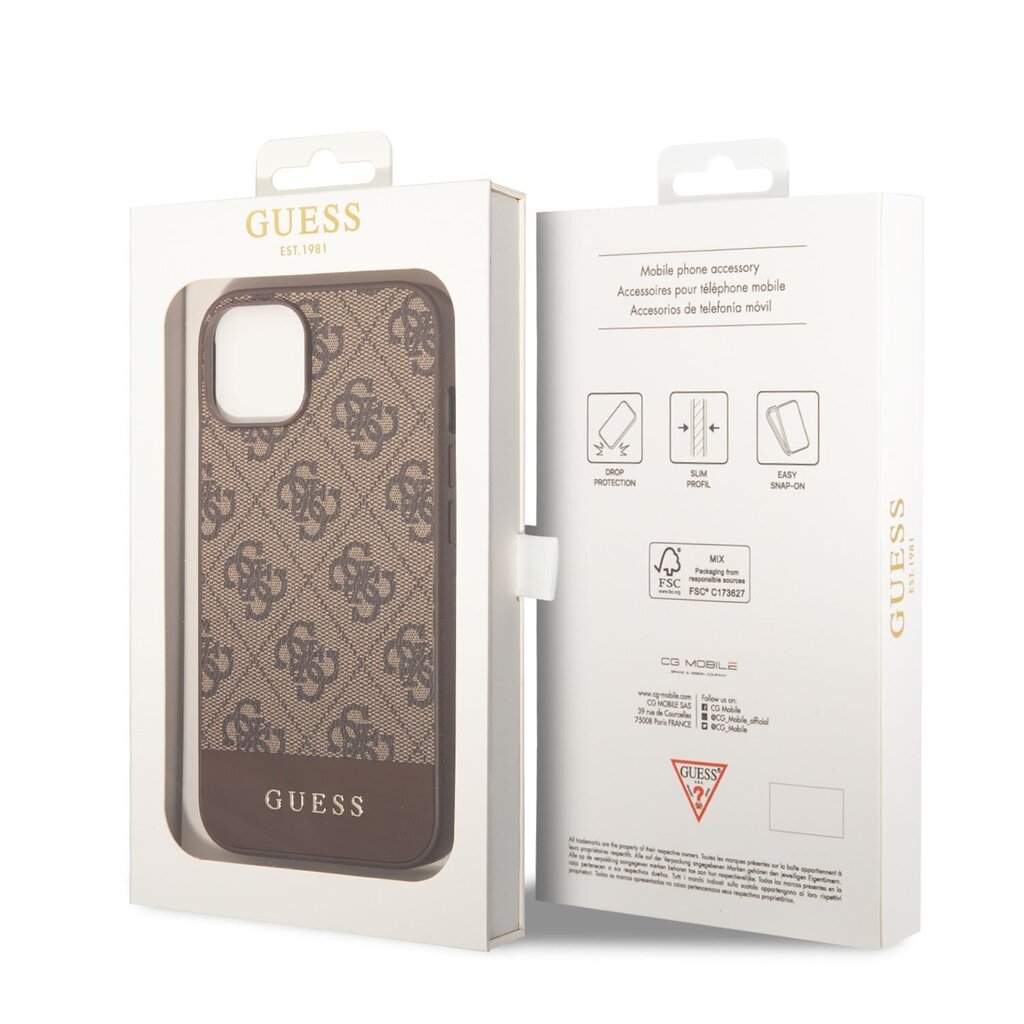 Guess 4G Stripe Case for iPhone 14 Plus Brown cena un informācija | Telefonu vāciņi, maciņi | 220.lv